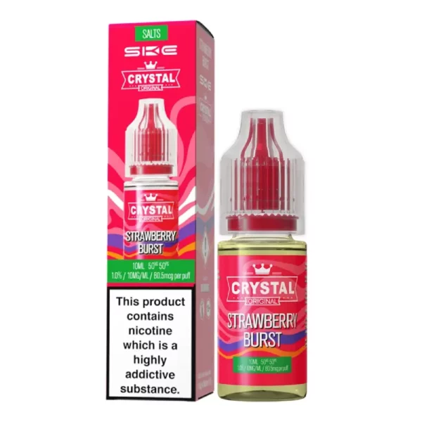 SKE Crystal Nic Salt E-Liquid – Strawberry Burst flavour bottle.